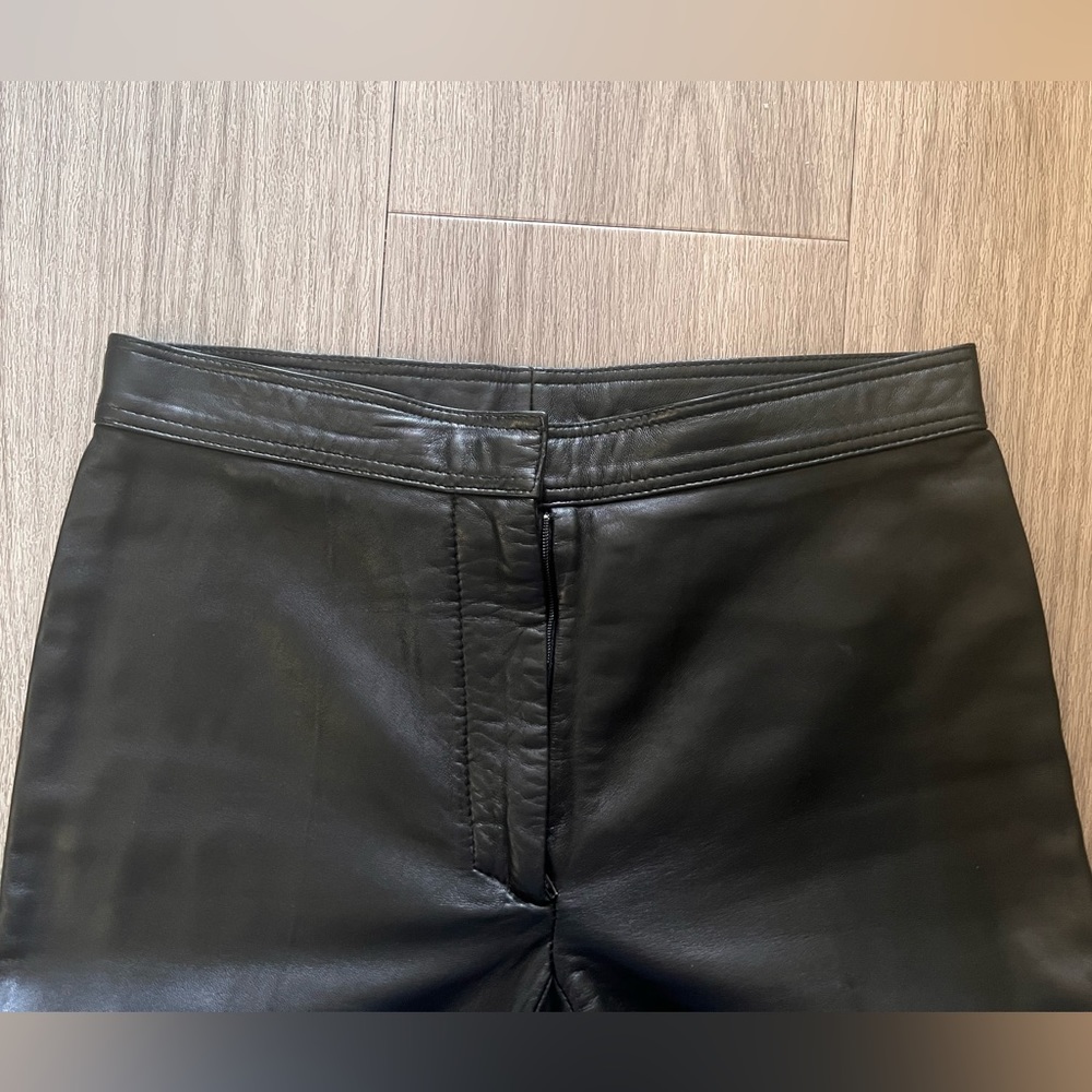 Zip front cropped leather pants